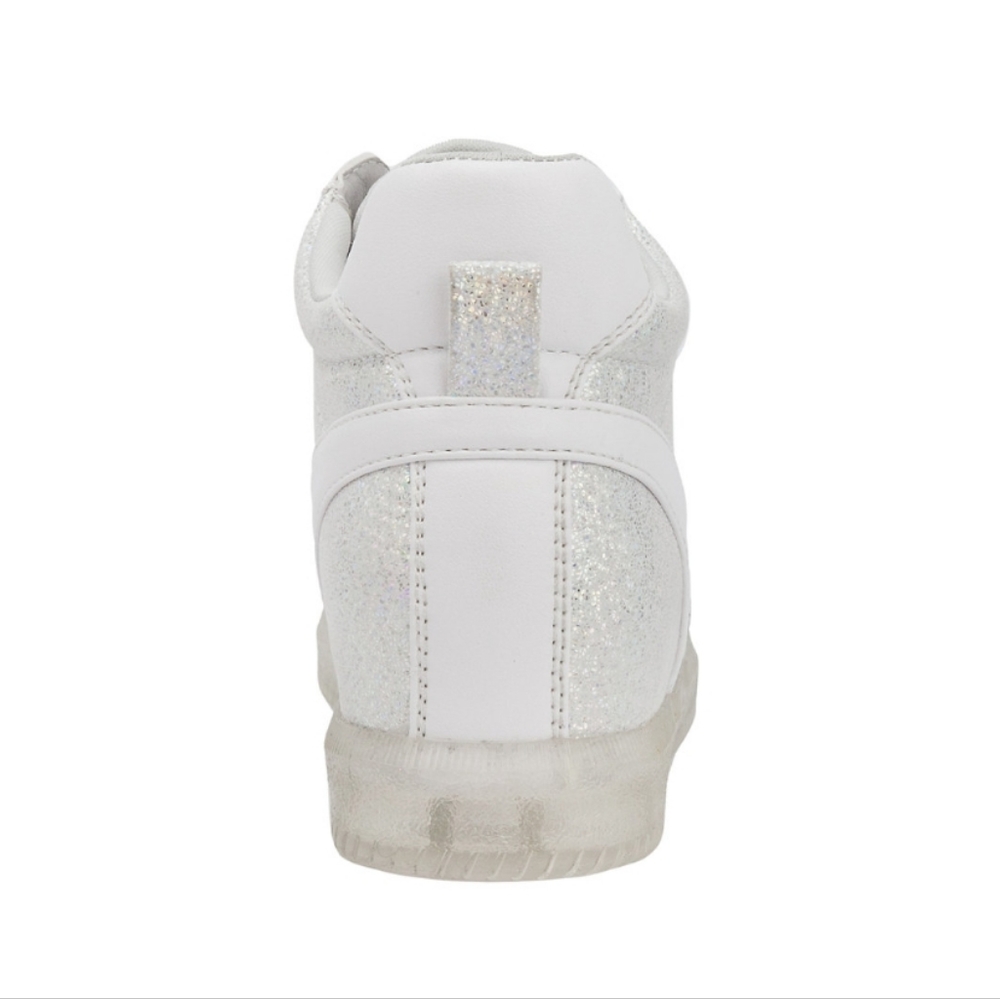 NEW Women's White Sparkly Sneakers High Top Glitter Shine Shoes 9M True Craft - Picture 7 of 10